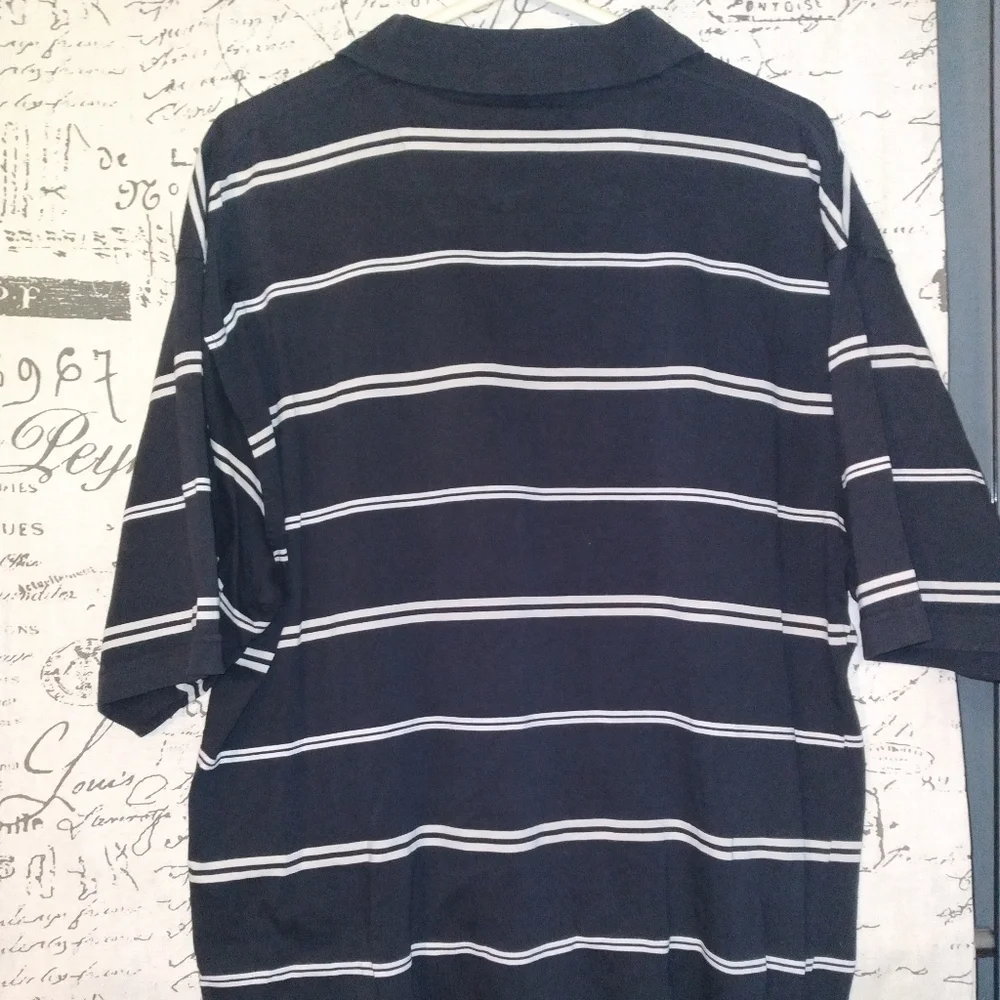 (#03)Siegfried & Company Black w/ White Stripped Collar Short Sleeve Men's Shirt - Picture 5 of 6